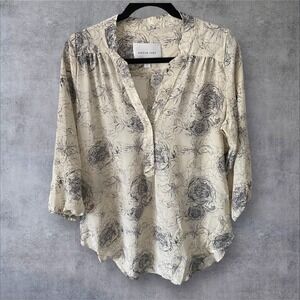 Amour Vert Women Blouse Washable Silk Demure Fairy Boho Floral Cottagecore Large